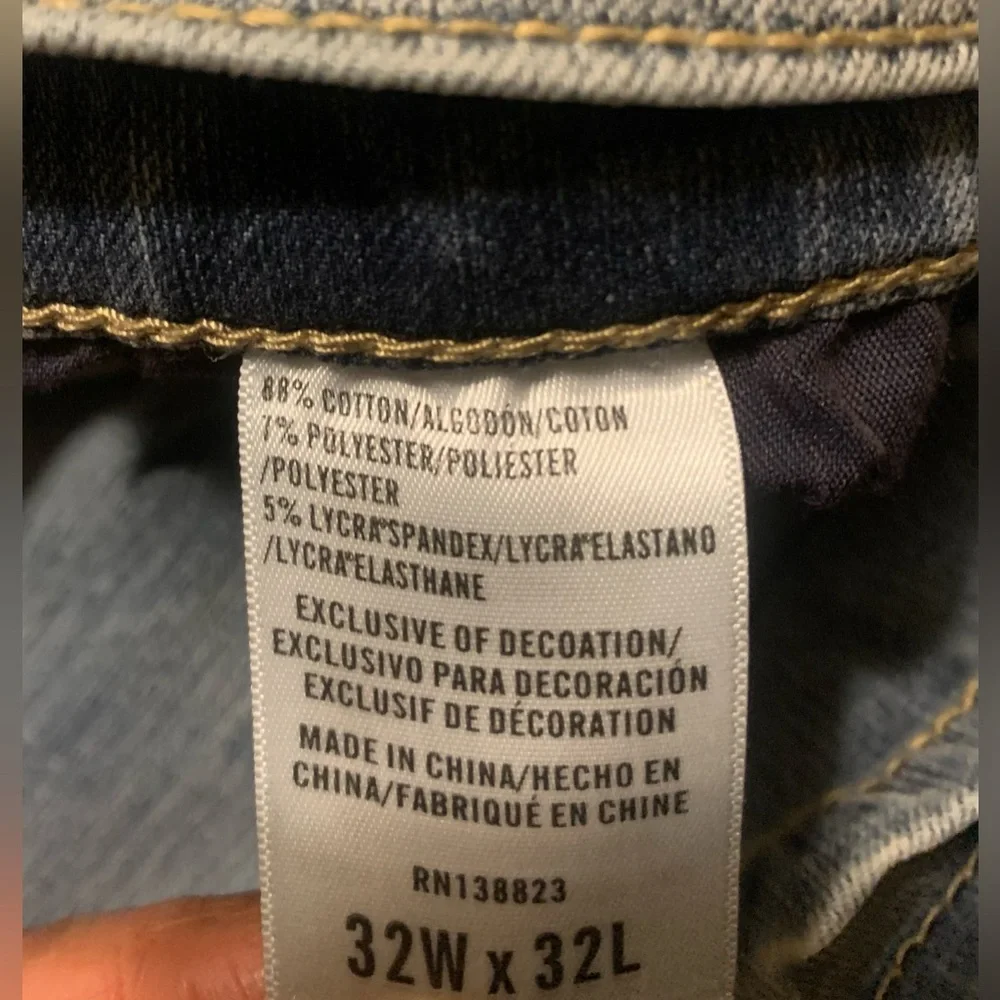 RANK.45 Men’s Light Blue Denim Jeans Straight, Pre-Owned, 32X32. 88%Cotton